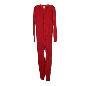 Red Unisex Union Suit Size Large (42-44) Indera Mills Coldmaster Classic Rib